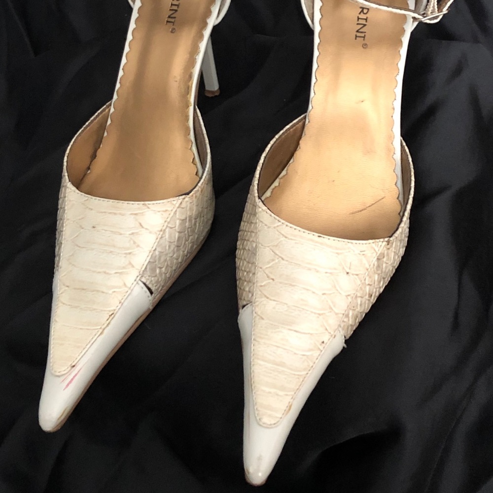 White Python Carrini Heels